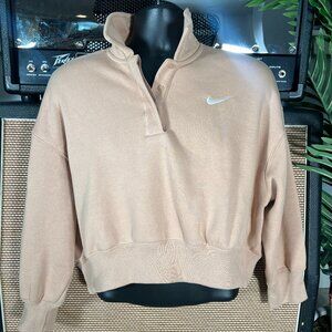 Nike Women's Sportswear Phoenix Fleece 3/4-Sleeve Crop Polo Sweatshirt Medium